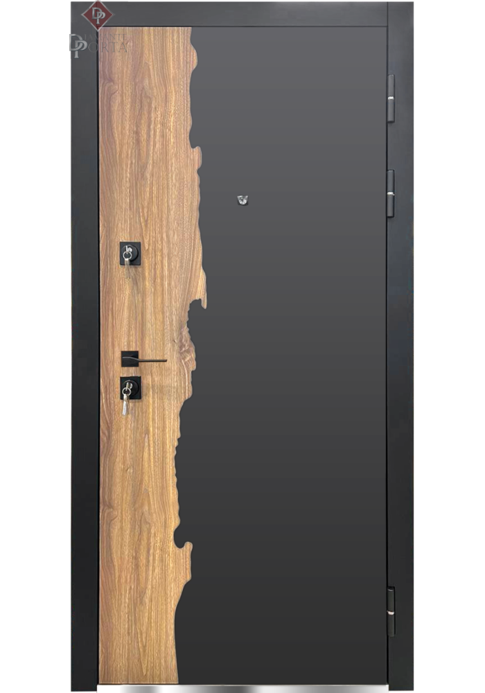 Дверь стальная Кассиопея стандарт (Черный+рыжий/Черный+рыжий)